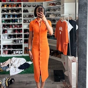 SHEIN Orange Ribbed Dress
